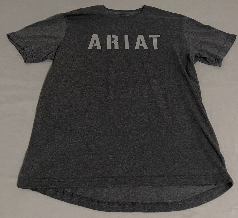 Ariat Rebar CottonStrong Block Logo T-Shirt Men’s XL Charcoal Heather Excellent